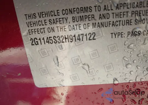 2017 Chevrolet Impala 2Lz z USA, uszkodzony, nr VIN 2G1145S32H9147122